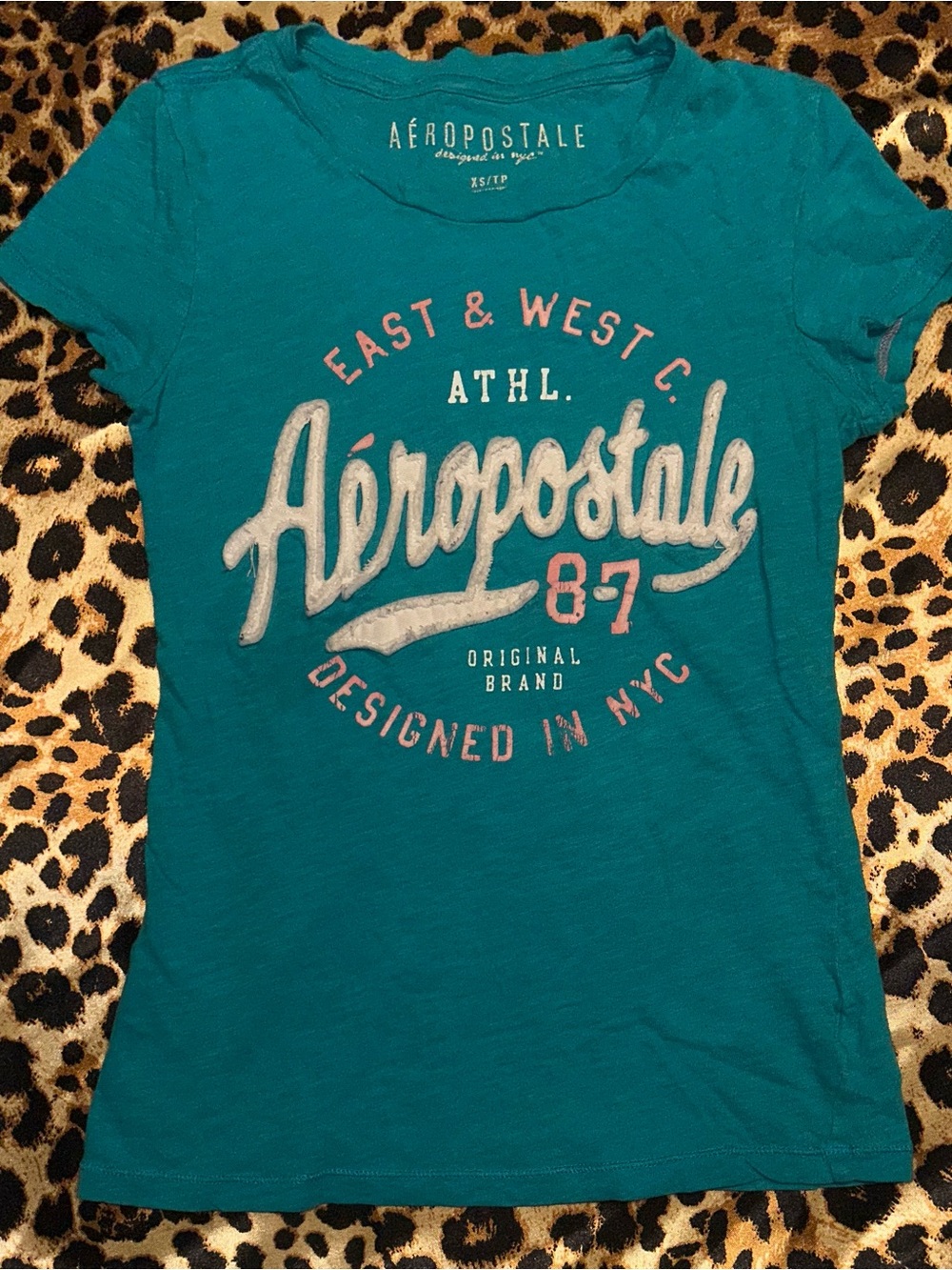 ❌SOLD❌Aeropostale Teal East & West Athl 87 Logo T-Shirt